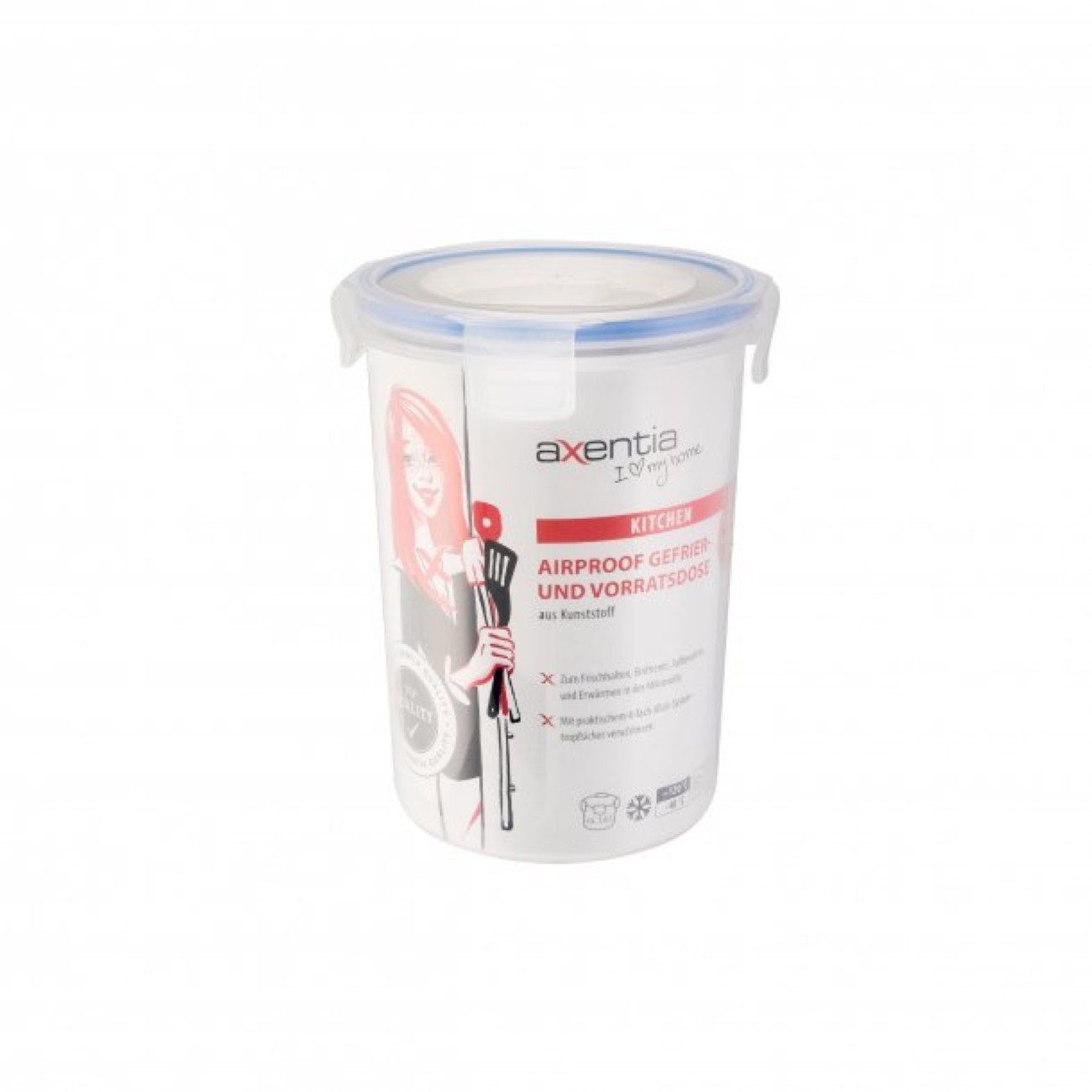 axentia Frischhaltedose mit Deckel, 1,6 L, Kunststoff, (2-tlg), luftdicht - temperaturbeständig -40 bis +120°Cb