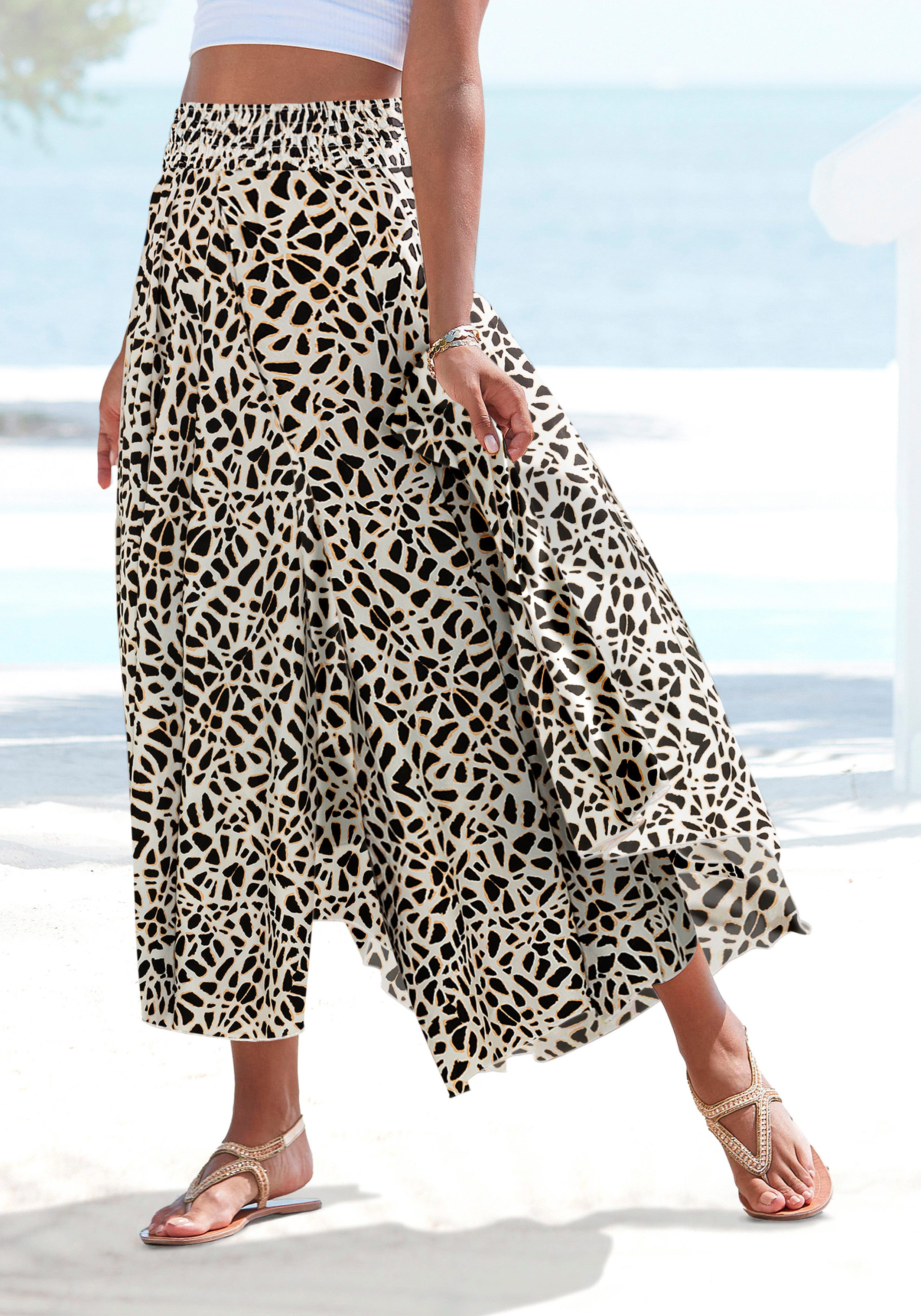 LASCANA Hosenrock mit grafischem Alloverdruck, Culotte, extraweites Bein