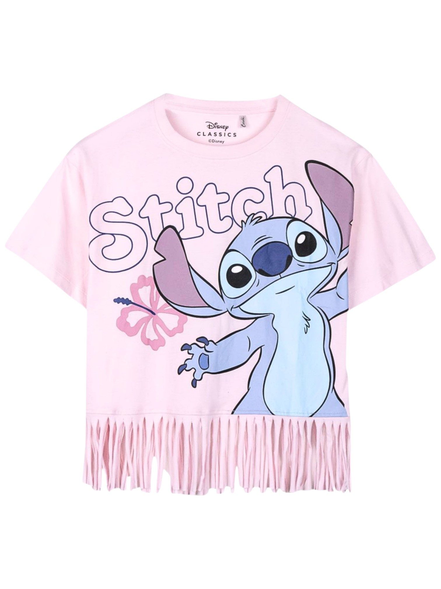 Cerdá T-Shirt Disney Lilo & Stitch Mädchen Shirt mit Fransen aus Jersey Gr. 116 - 158 cm