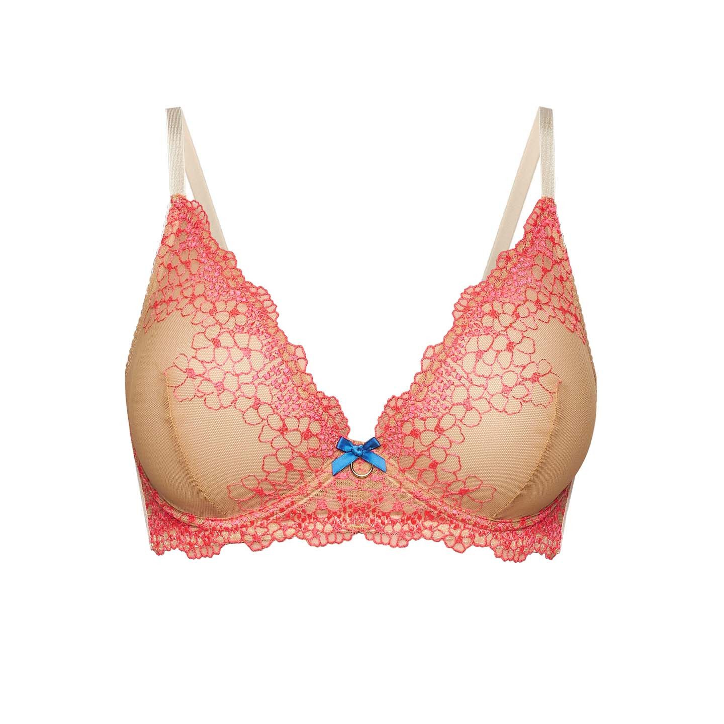 Bügel-BH deep Plunge, pink strahlender Stickerei, Cup C-I