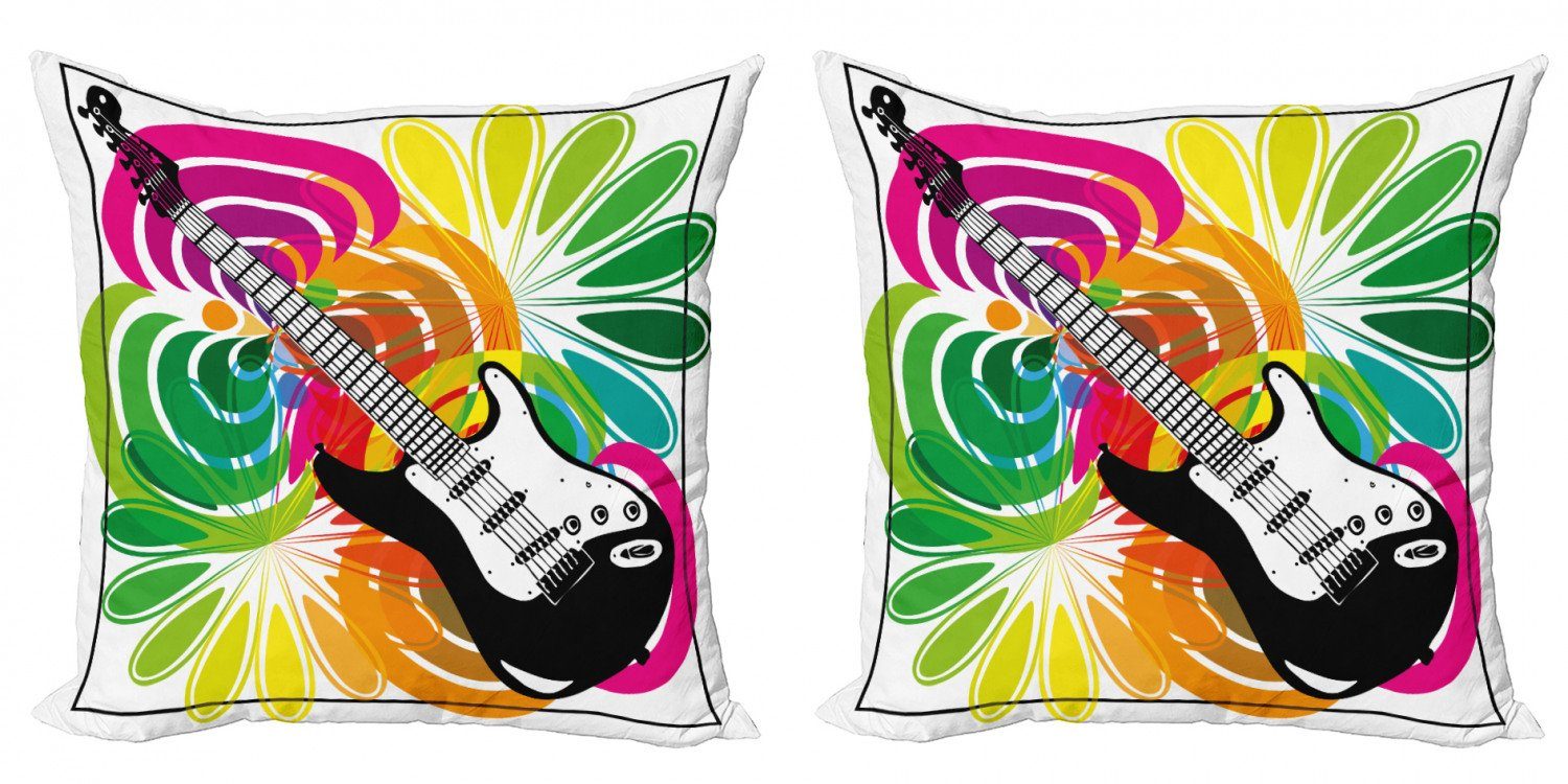 Kissenbezüge Modern Accent Doppelseitiger Digitaldruck, Abakuhaus (2 Stück), Popstar-Party Blumen Gitarre