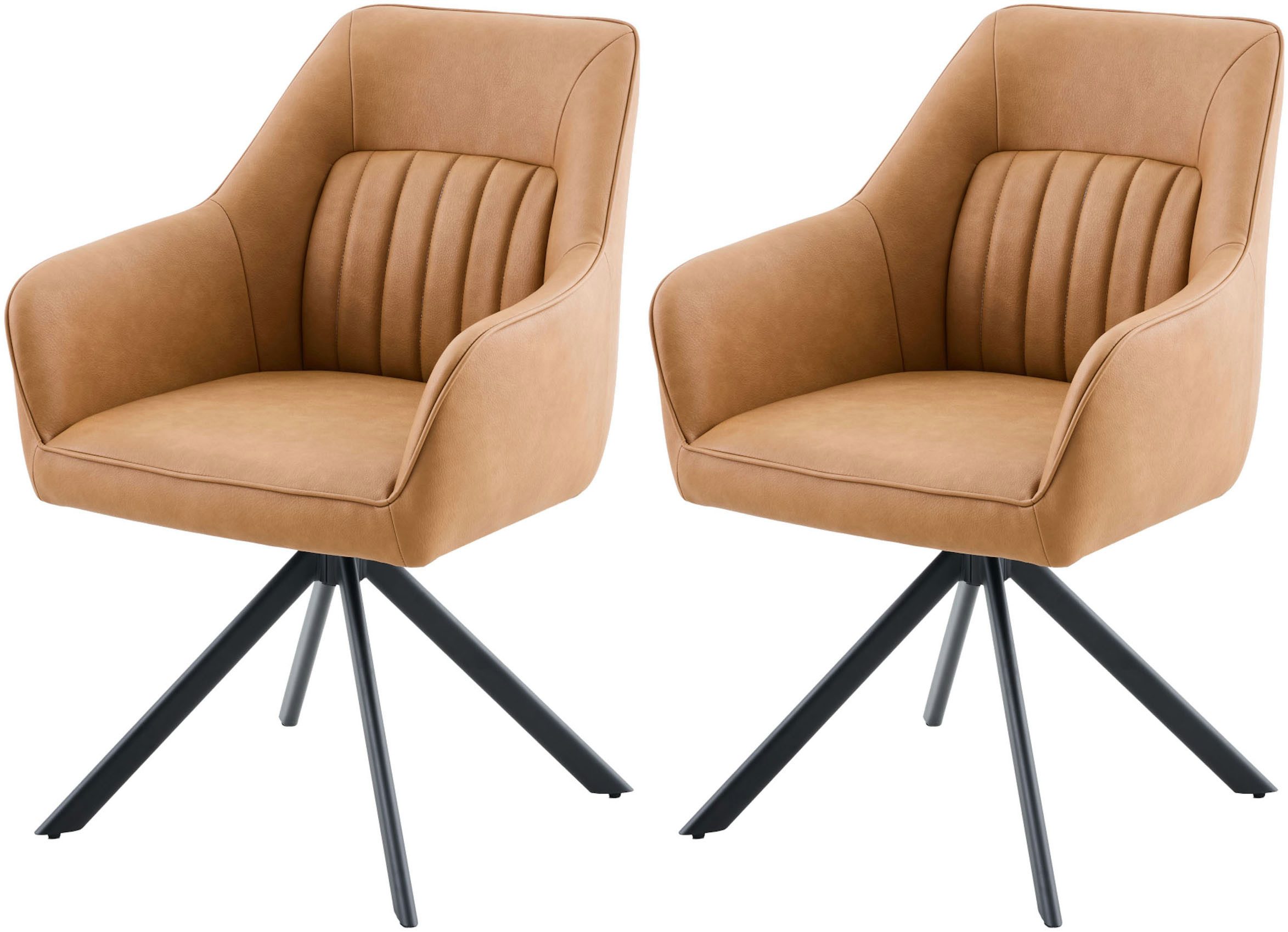 HELA Armlehnstuhl POLINA (Set, 2 St), 4-Fuß, 360° drehbar, Ovalrohrgestell, Armlehnen, Lederoptik