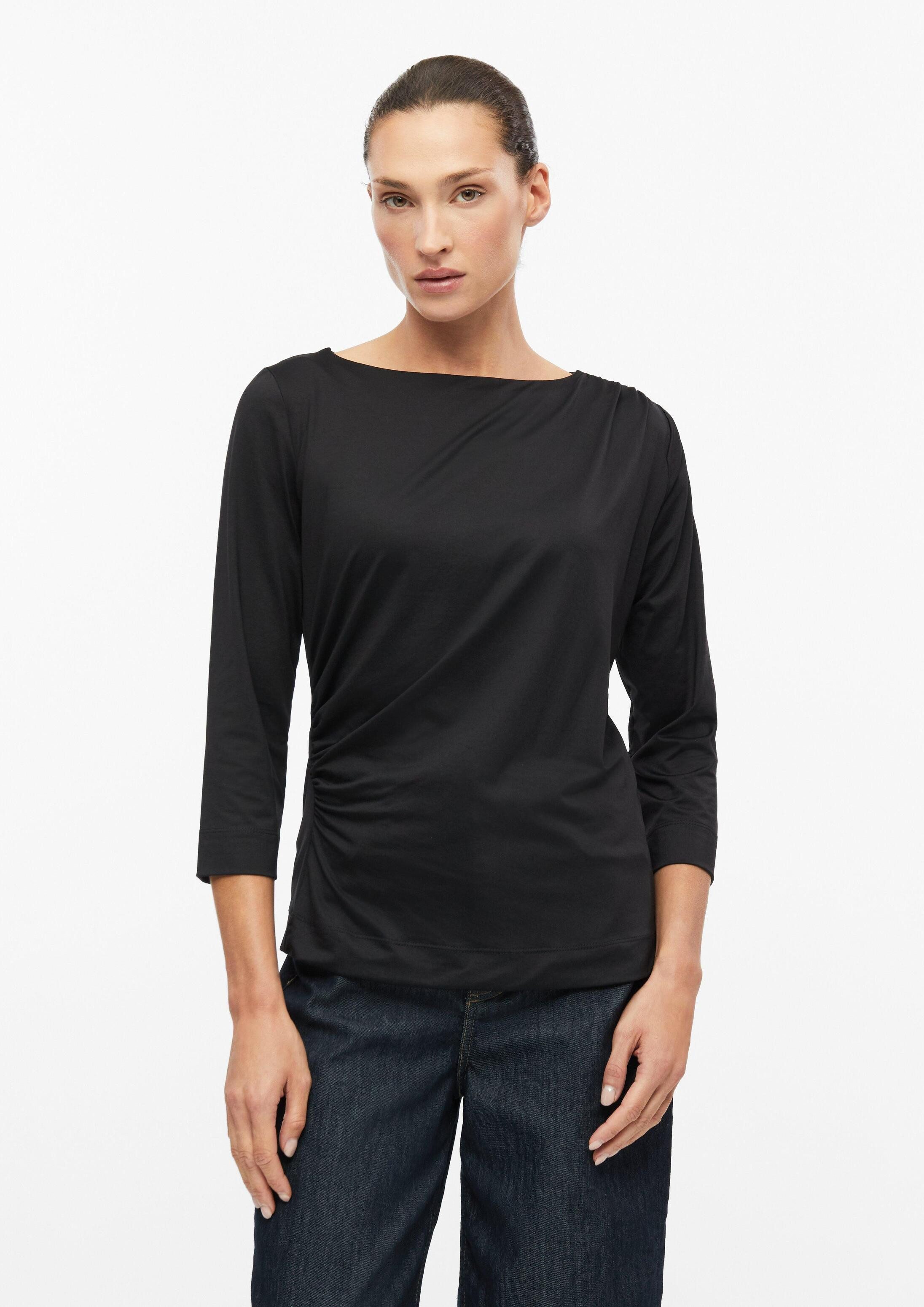 s.Oliver 3/4-Arm-Shirt T-Shirt T-Shirt mit seitlicher Raffung im Slim Fit
