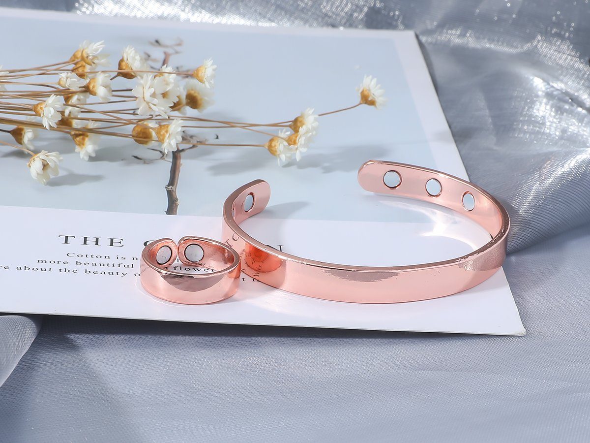 Eyecatcher Armreif Set Armreif und Ring mit Magneten Rosé glänzend