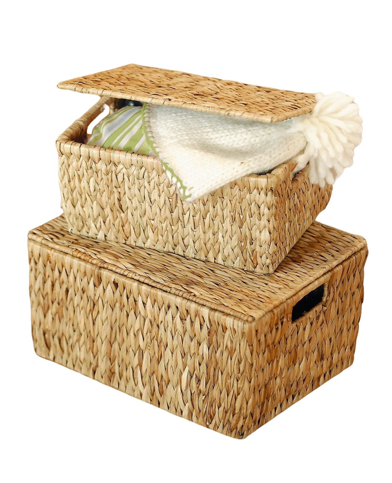 Dekoleidenschaft Aufbewahrungsbox Universaltruhe aus Wasserhyazinthe mit De günstig online kaufen