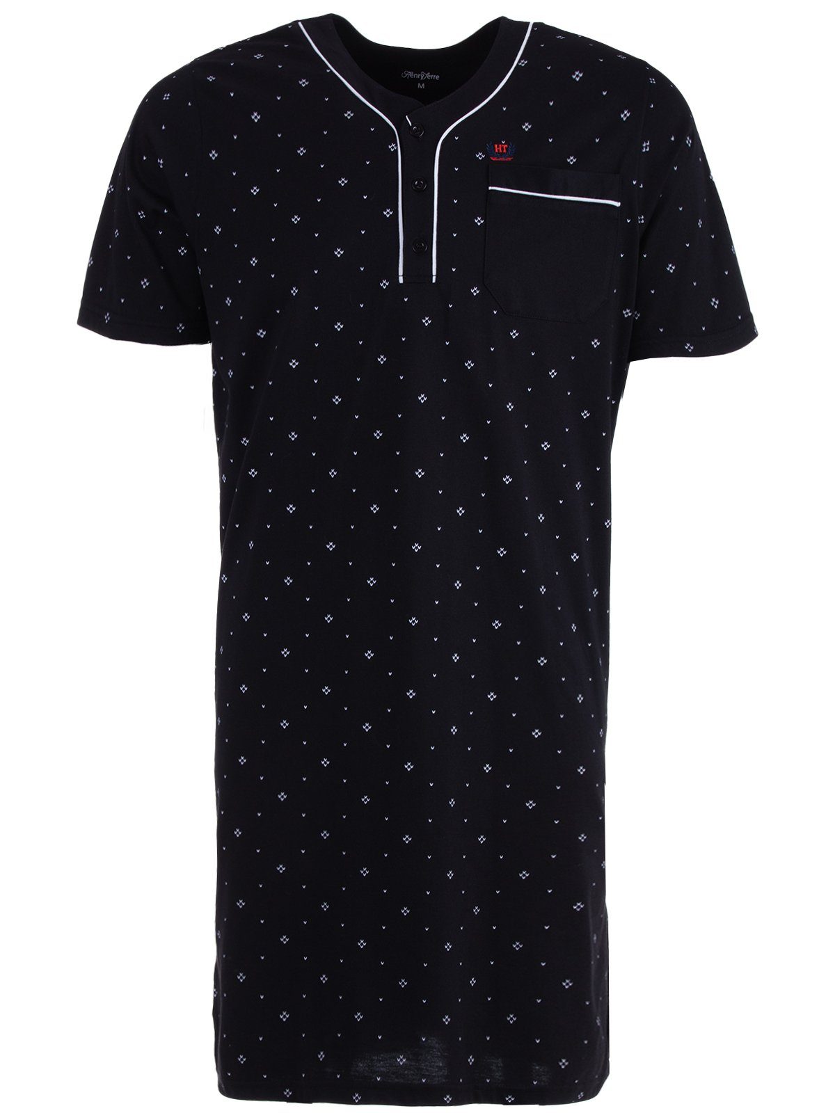 Henry Terre Nachthemd Nachthemd Kurzarm - Paspel Pfeil schwarz
