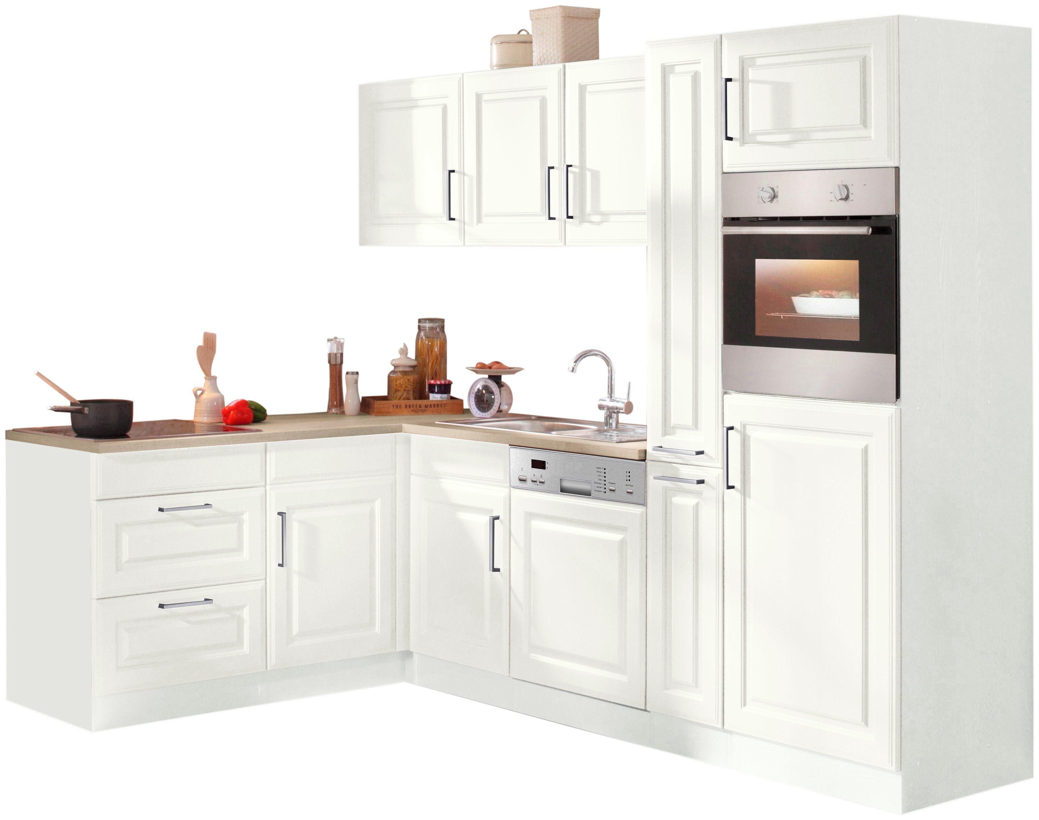 KOCHSTATION Winkelküche KS-Stockholm, mit E-Geräten,260 x 170 cm, mit hochwertigen MDF Fronten