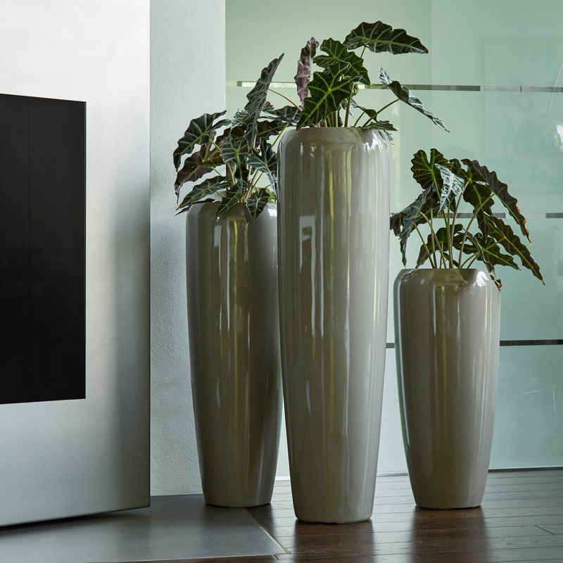 Flingora Bodenvase Cleo, mit Einsatz - Fiberglas - Indoor & Outdoor - Taupe - Höhe 97 cm