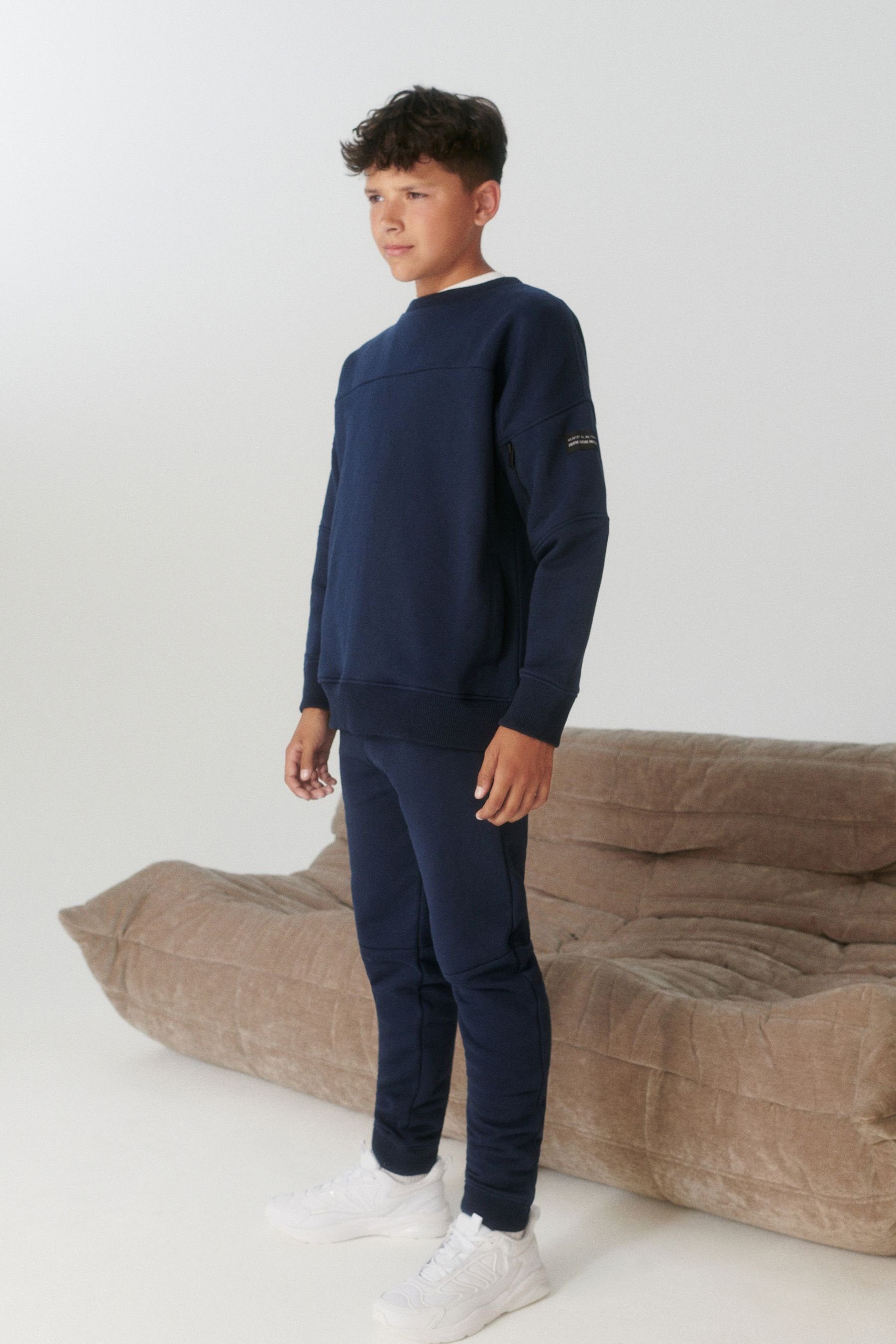 Utility-Sweatshirt (2-tlg) mit - Next Rundhalsausschnitt Sweatanzug Set Blue