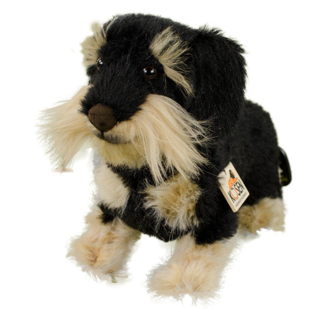 Kösen Kuscheltier Hund Rauhaardackel schwarz/braun 36 cm Stoffhund Plüschtier (Stoffdackel)