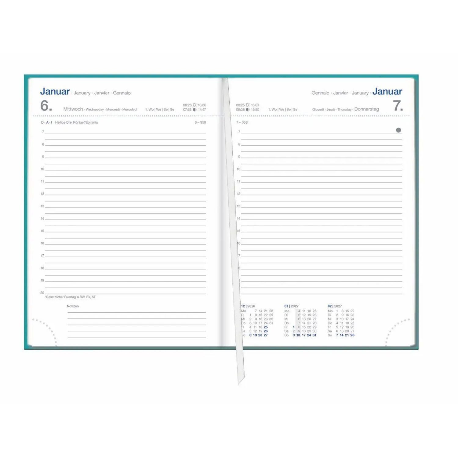 HEYE Taschenkalender Tages-Cheftimer A6, petrol 2027