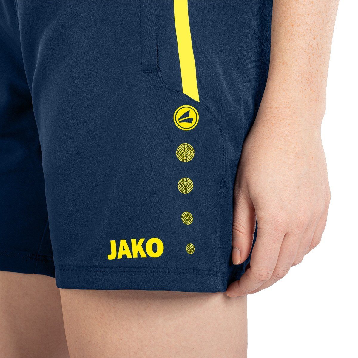 Jako Sporthose Short Competition 2.0 mit Reißverschluss kurz dunkelblau/neongelb
