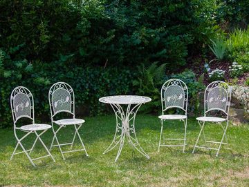 Aubaho Sitzgruppe Set Garnitur Garten Tisch und 4 Stühle Eisen Gartenmöbel Antik-Stil cr