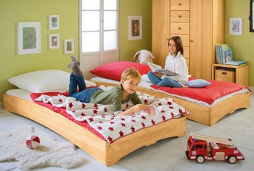 BioKinder - Das gesunde Kinderzimmer Stapelbett Leandro, 90x200 cm Gästebett mit Lattenrost
