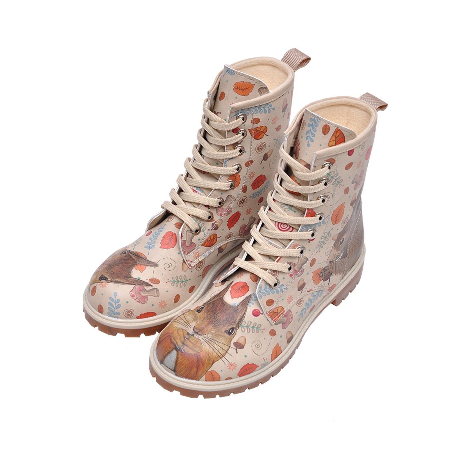 DOGO Long Boots Schnürstiefel Squirrel Damen Stiefeletten, Longe Schnürboots Handgefertigt