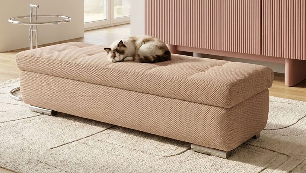 OTTO home Hocker Tornby 161 cm breit, Großer Hocker mit Staufach