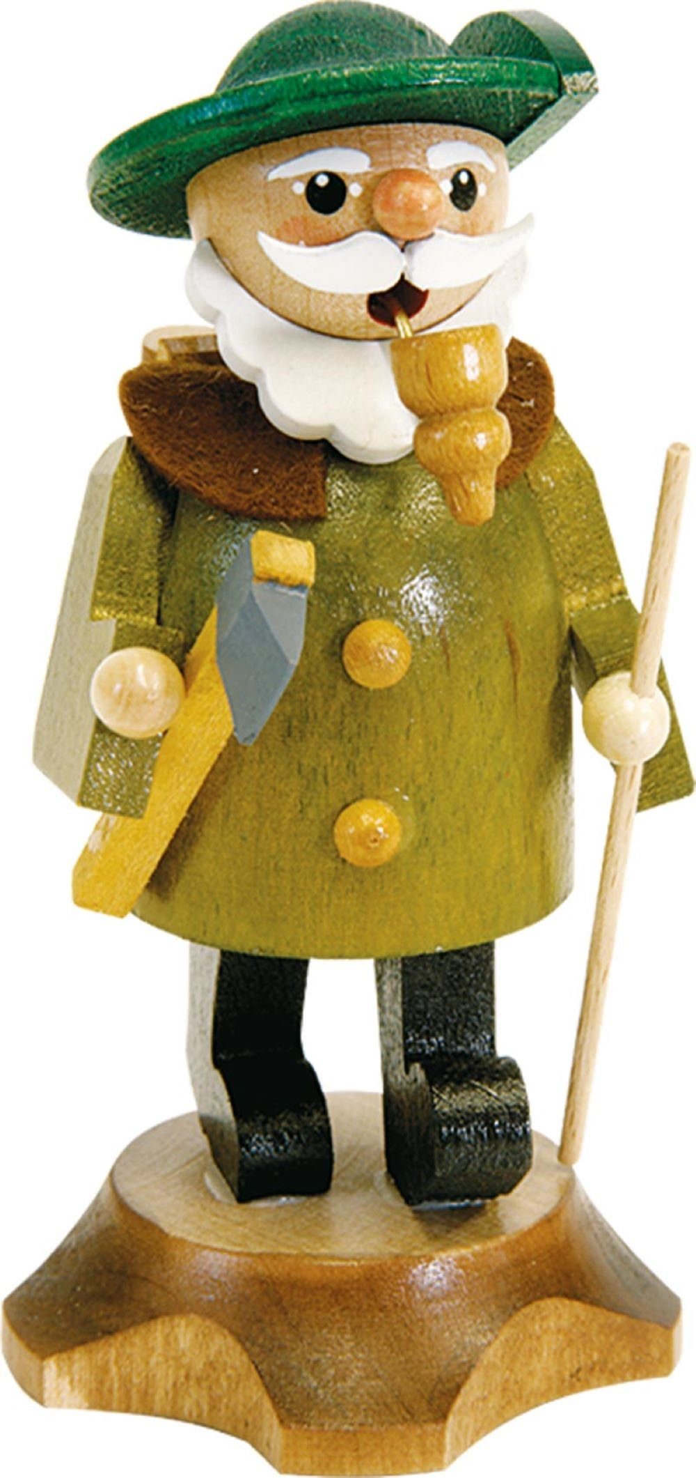 Richard Glaesser Räuchermännchen Minirauchmann Michel, Waldarbeiter, Höhe ca. 11 cm, Handwerkskunst aus dem Erzgebirge | Räuchermännchen