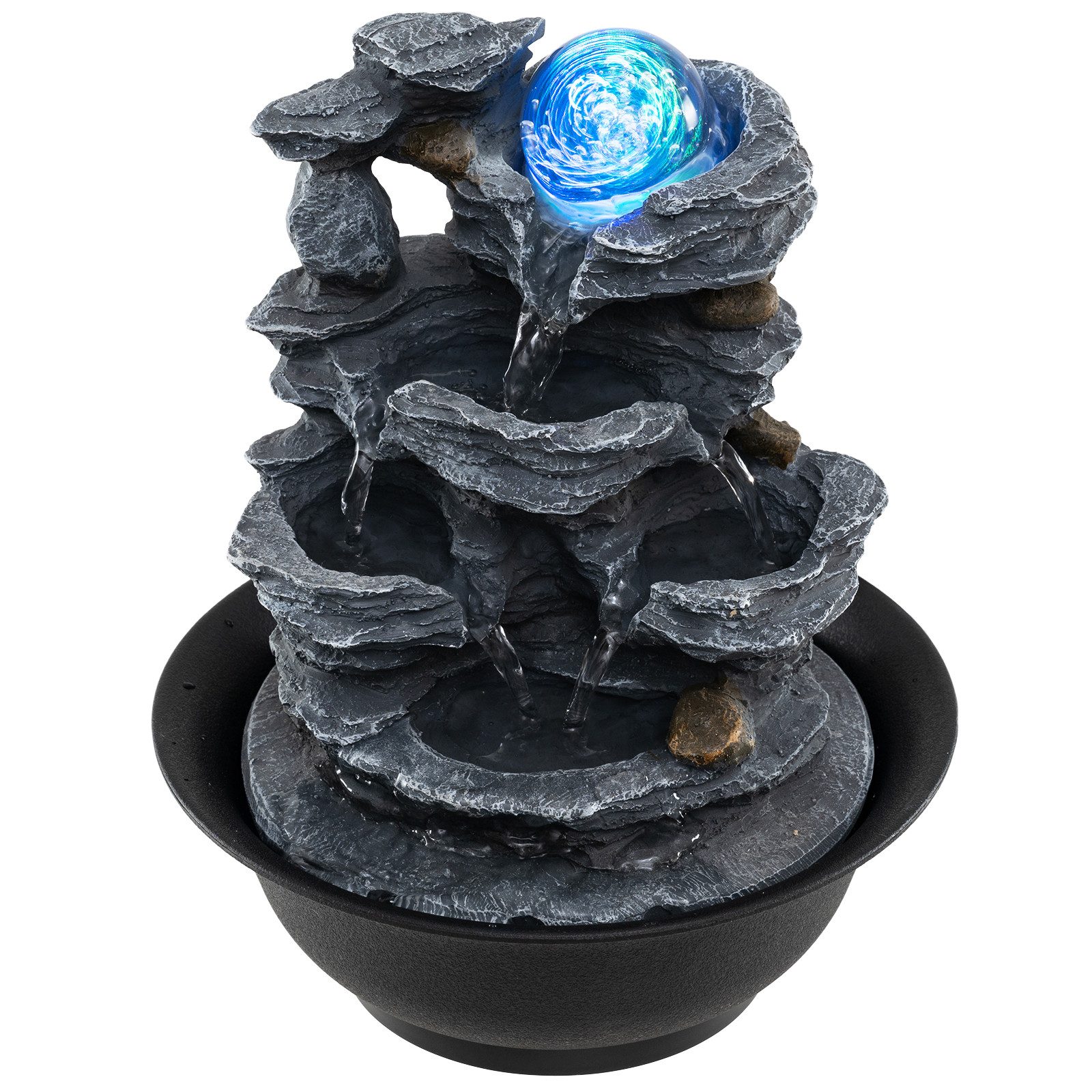 COSTWAY Zimmerbrunnen, Wasserbecken BxT: 21.5x21.5 cm, Wasserbrunnen Stein Optik mit rollender Kugel