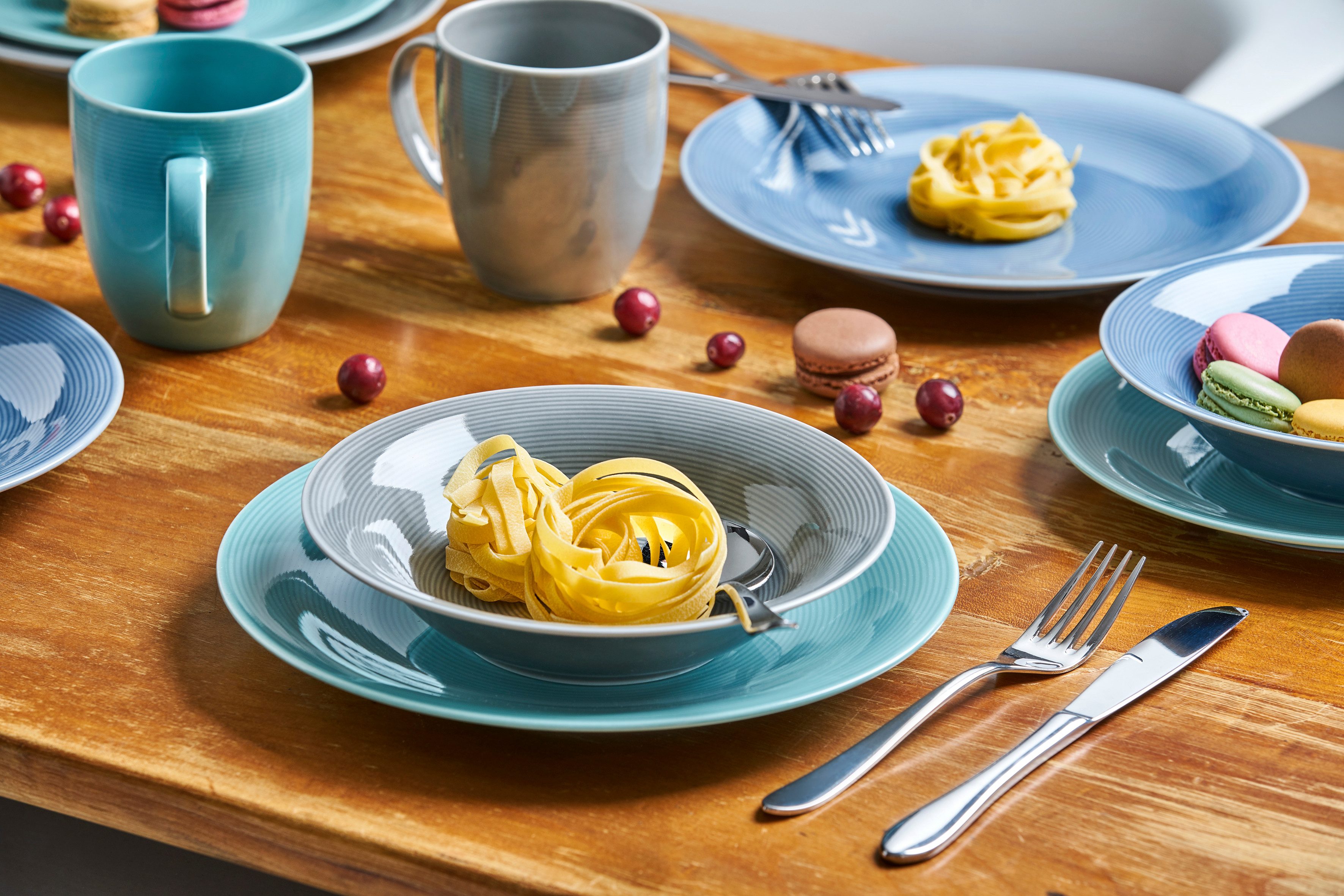 van Well Dessertteller Teller Set, Jive, Teller 21 cm, 6 Stück, (6 St), dezentes Spiraldekor, spülmaschinen-und mikrowellengeeignet