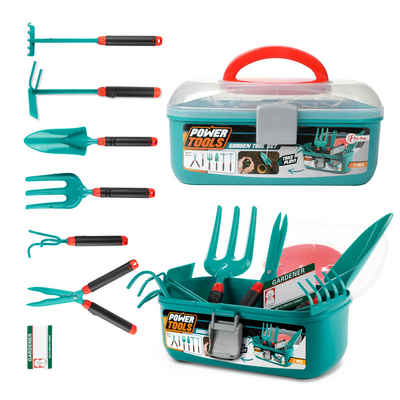 Toi-Toys Kinder-Werkzeug-Set POWER TOOLS - Gartenwerkzeugset (7-teilig) im Werkzeugkoffer
