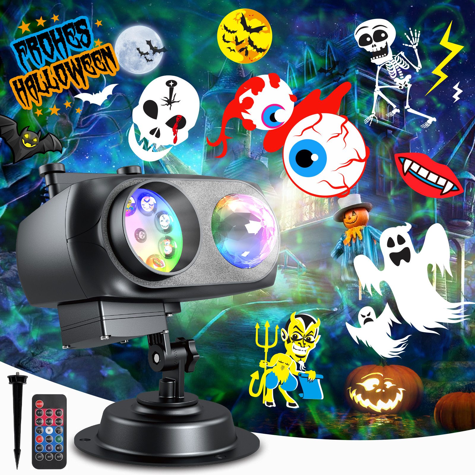 Fanttik Projektionslampe LED Dekolicht Projektionslicht Halloween Weihnacht günstig online kaufen