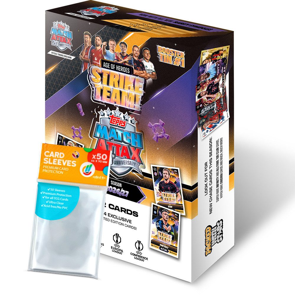 Topps Sammelkarte Match Attax UCC 26/27 - 1 Mini Tin Box (STRIKE TEAM) #1 + Hüllen