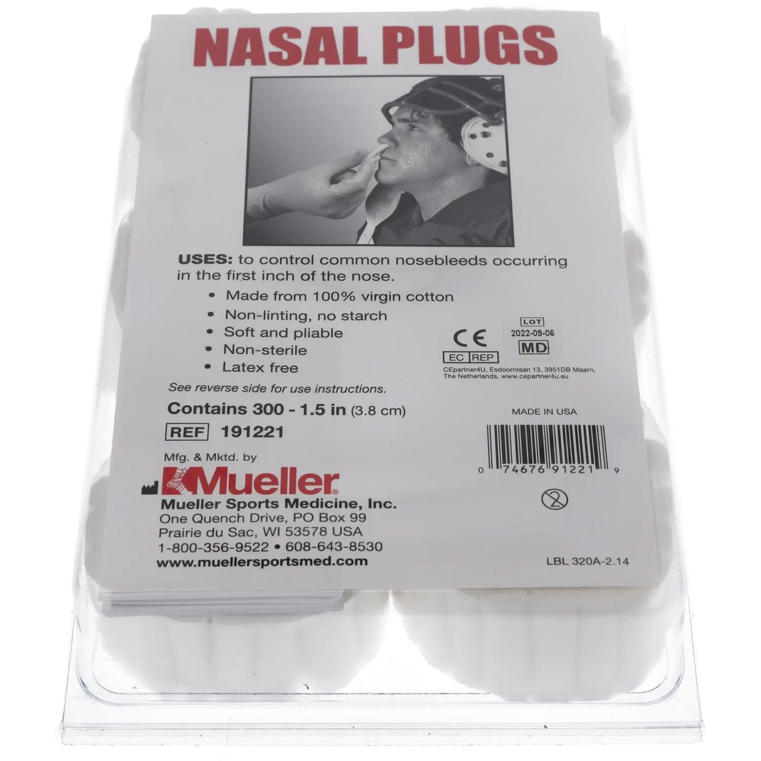 Mueller Sports Medicine Nasenpflaster Mueller unsterile Nasenstöpsel (300 Stück)