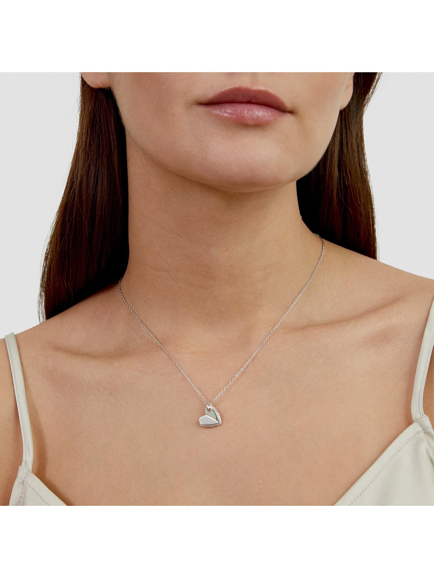 s.Oliver Silberkette S.Oliver Damen-Kette 925er Silber 22 Zirkonia Herz