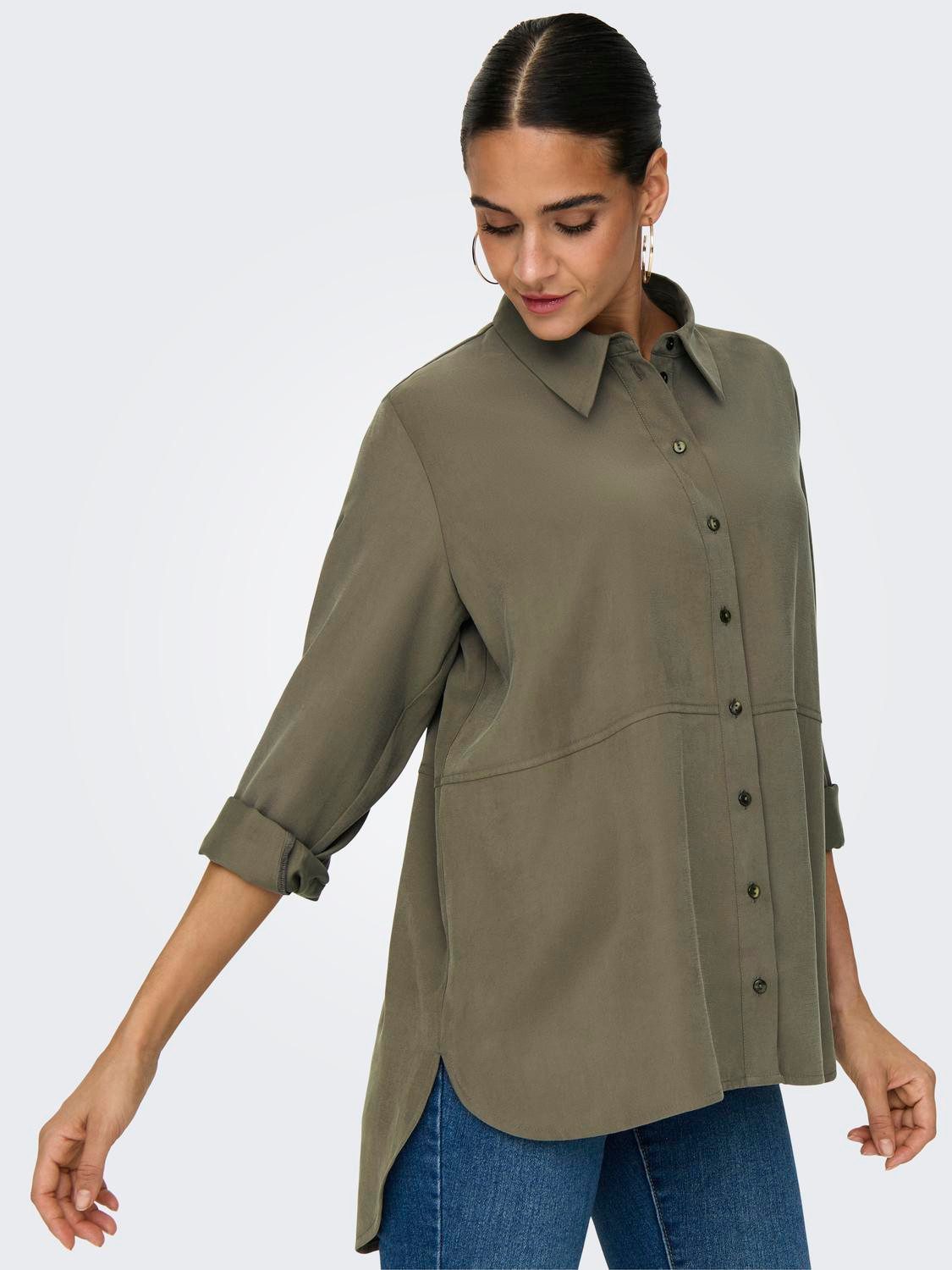 JACQUELINE de YONG Blusenshirt Hemdkragen Voluminöse Ärmel Bündchen JDYOLLI L/S LONG SHIRT WVN NOOS