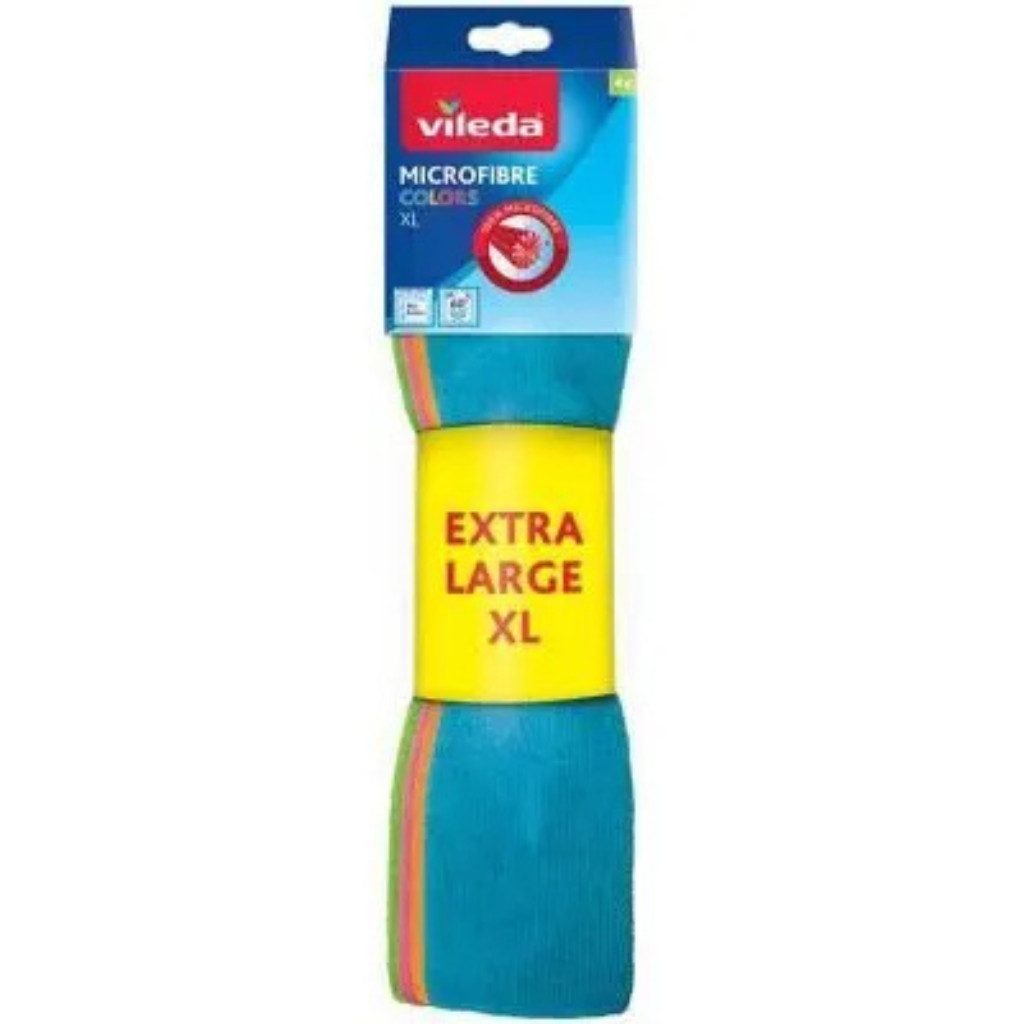 Vileda VILEDA Allzwecktuch Microfaser Colors XL 4er Mikrofasertuch (Packung, 4-tlg., VILEDA Allzwecktuch Microfaser Colors XL 4er, 80 % Polyester & 20 % Polyamid)