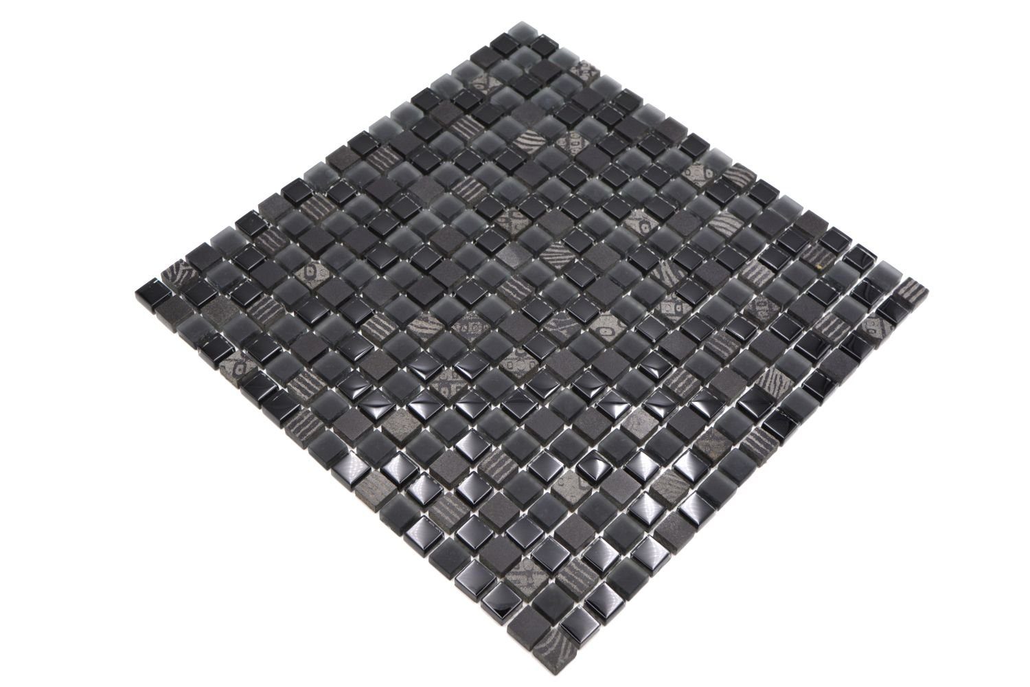 dunkelgrau Naturstein Mosaikfliese Mosani Glasmosaik Mosaikfliesen schwarz