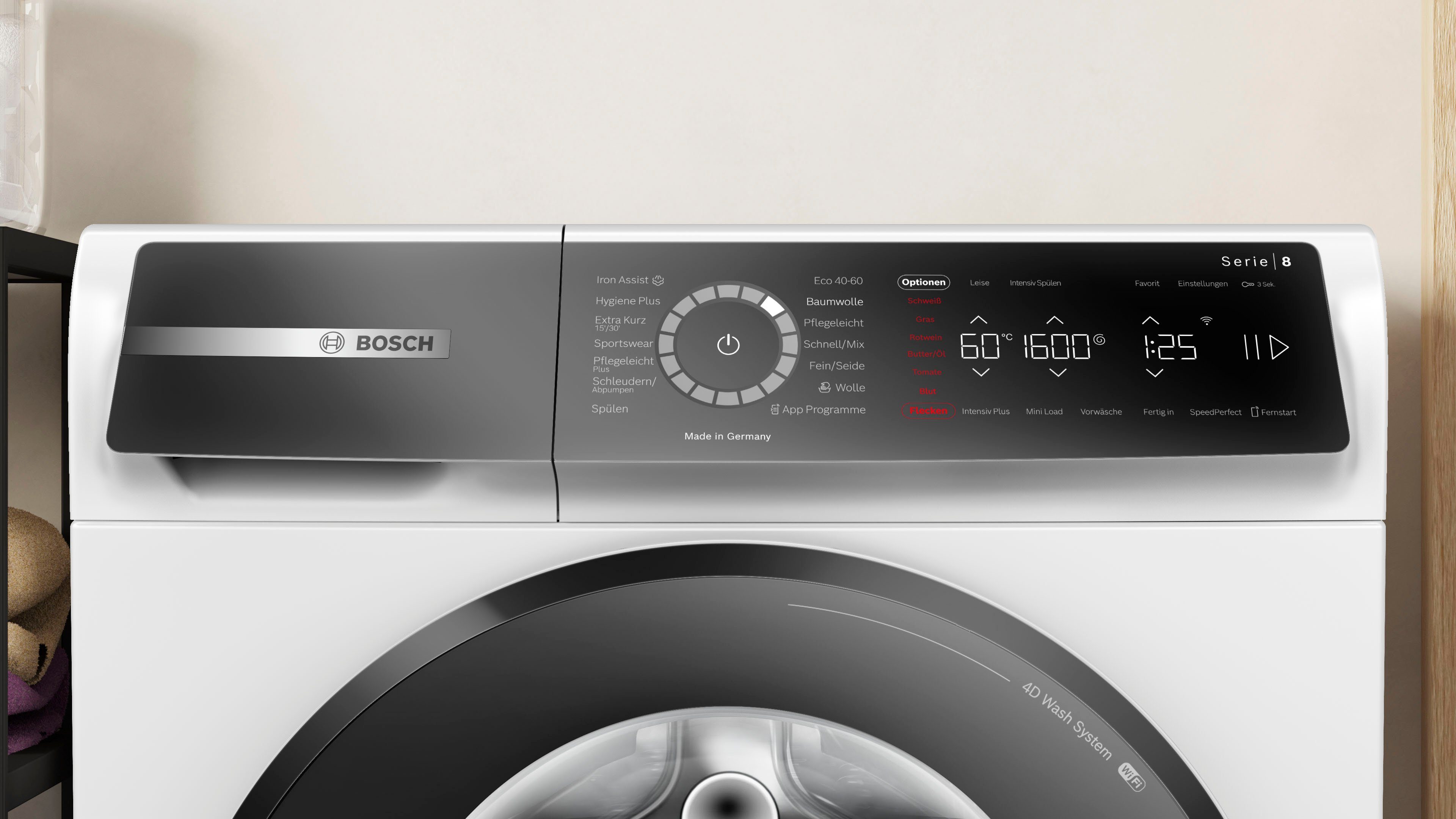 BOSCH Waschmaschine Serie 8 Falten % Assist Dampf 1600 WGB256040, reduziert U/min, kg, 50 Iron 10 der dank