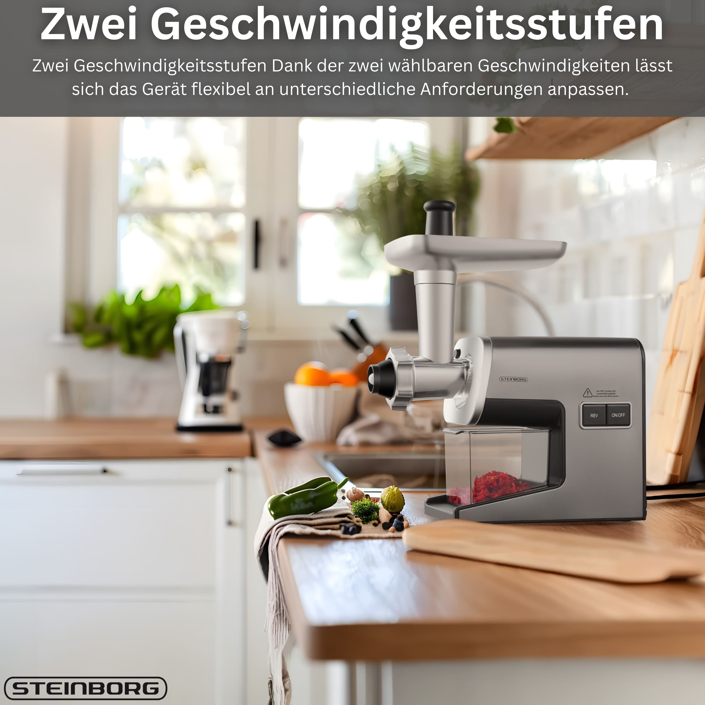 STEINBORG Fleischwolf Steinborg SB-7080 Fleischwolf, Edelstahl-Komponenten