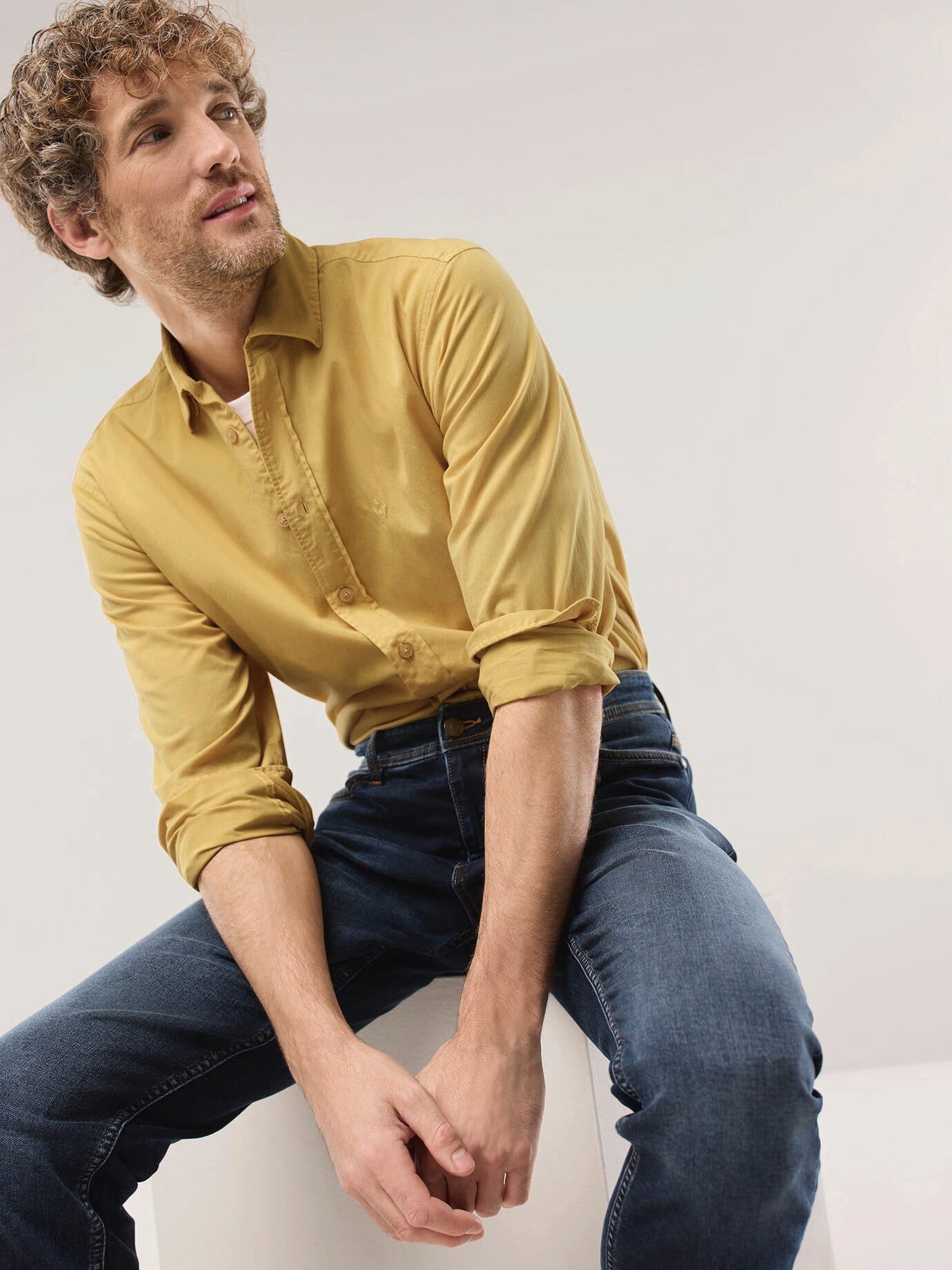 Walbusch Langarmhemd Herren Überfärber Baumwollhemd Regular Fit Langarm Garment-dyed Twill, Relax-Kragen, verdeckter Button-down