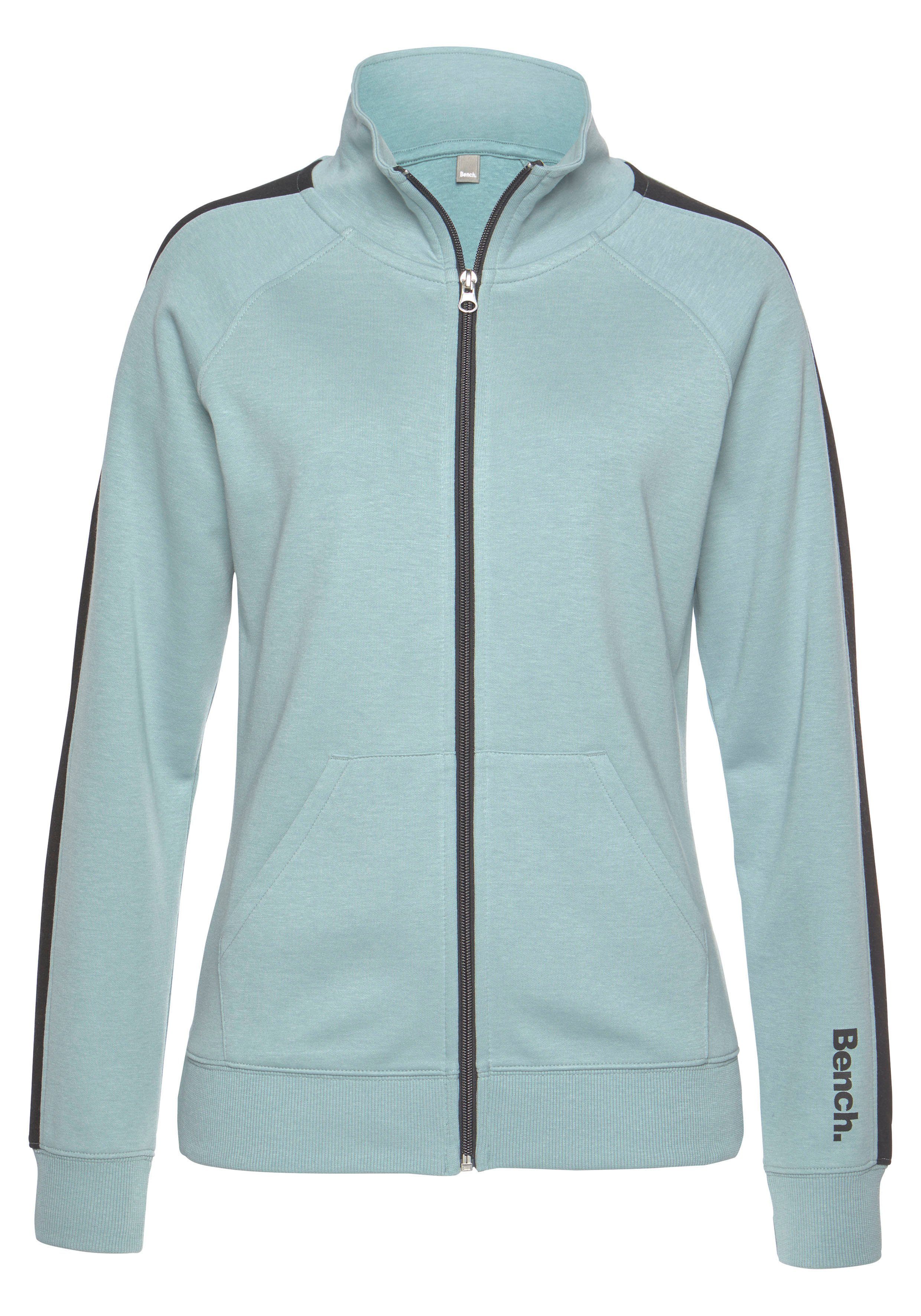 Bench. Loungewear Sweatjacke mit Seitenstreifen und Stehkragen, Loungewear