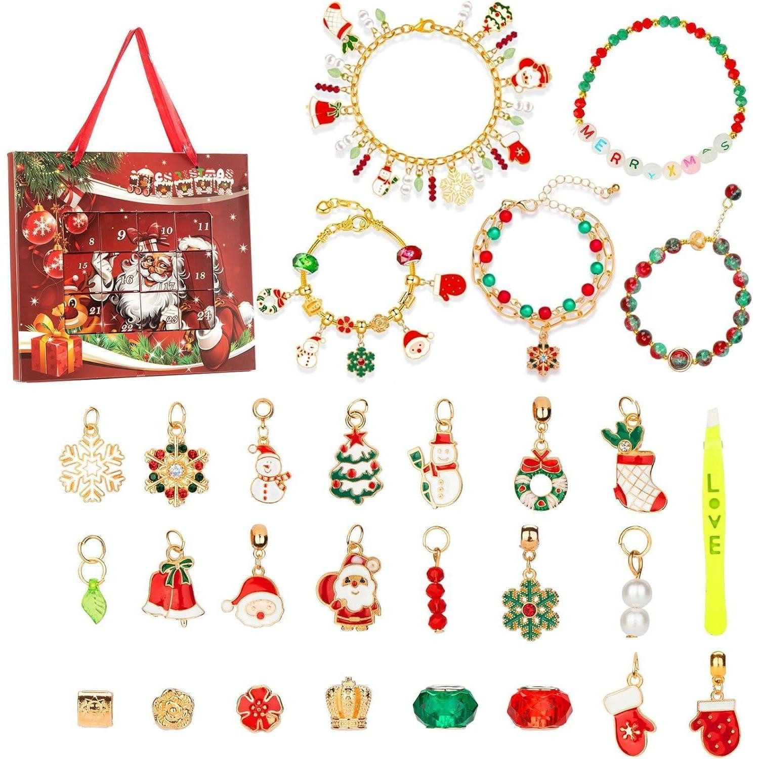 LuxusKollektion Schmuck-Adventskalender Adventskalender 2025 Mädchen Schmuck 24 Tage Armband Bastelset