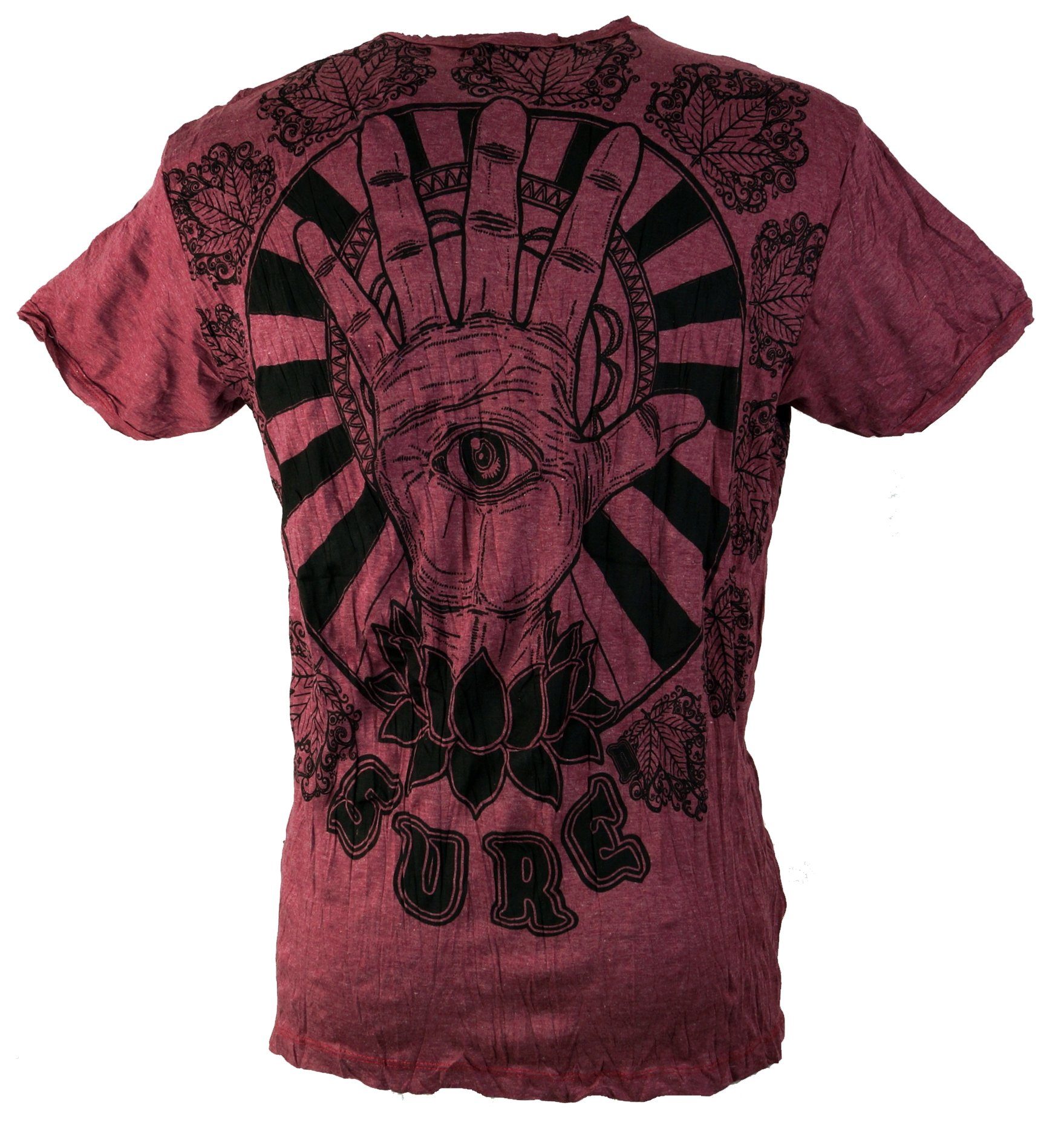 Guru-Shop T-Shirt bordeaux T-Shirt Goa Magic Style, Sure Festival, alternative - Eye Bekleidung