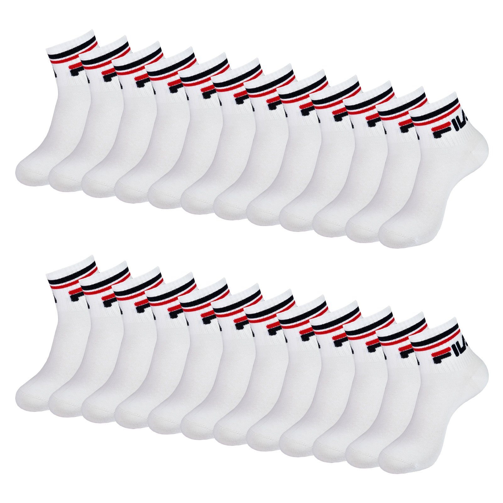 Fila Kurzsocken Quarter Socks Calza (12-Paar) im sportlichen Look mit Rippbündchen 300 white