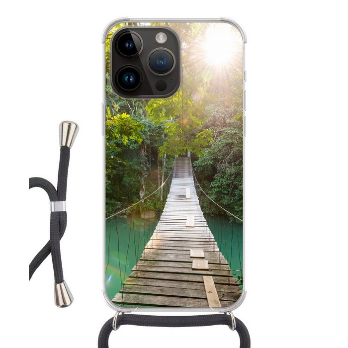 MuchoWow Handyhülle Dschungel - Wasser - Brücke - Natur - Pflanzen Handyhülle Telefonhülle Apple iPhone 14 Pro