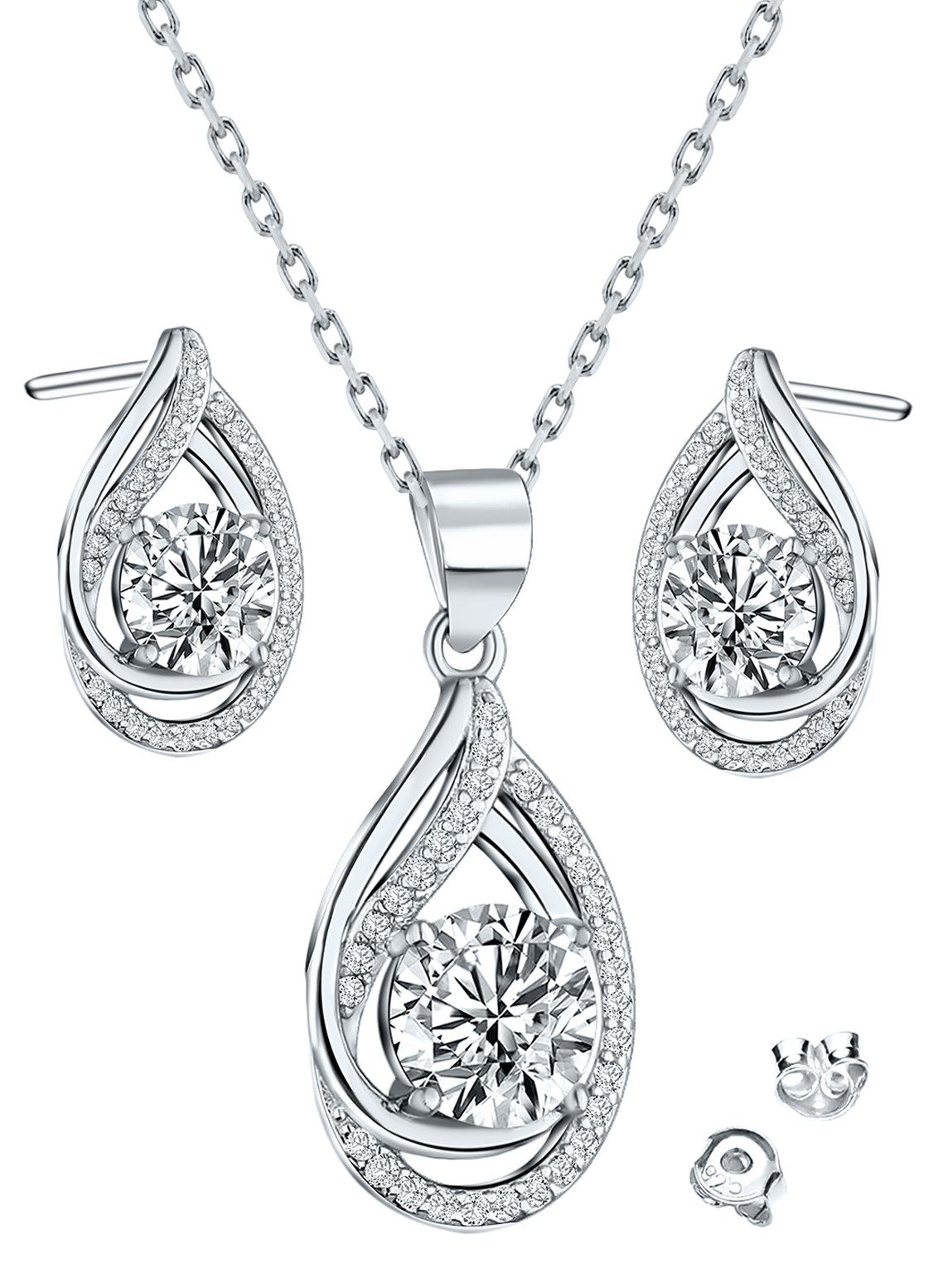 Limana Schmuckset 925 Silber Halskette mit Ohrringe Kette Ohrstecker Anhäng günstig online kaufen