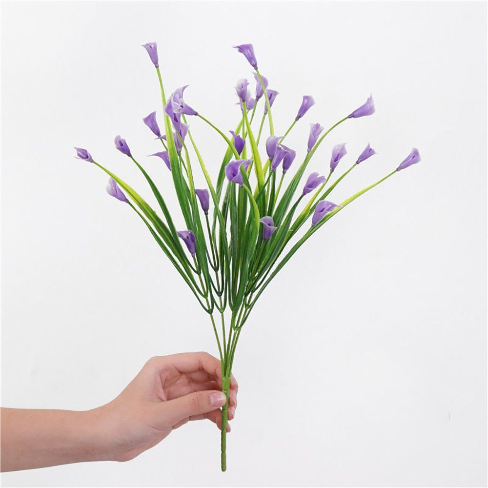 Kunstgras Stück CTGtree Künstliche Kunstpflanzen Lily Calla Plastikblumen, 8 Blumen
