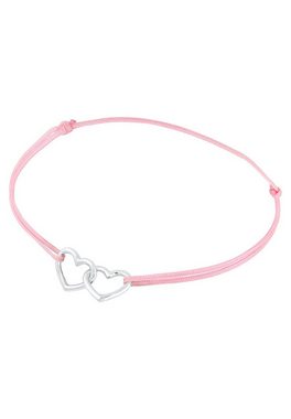 Elli Armband Kind Herz Nylon Bändchen Rosa Verspielt 925 Silber