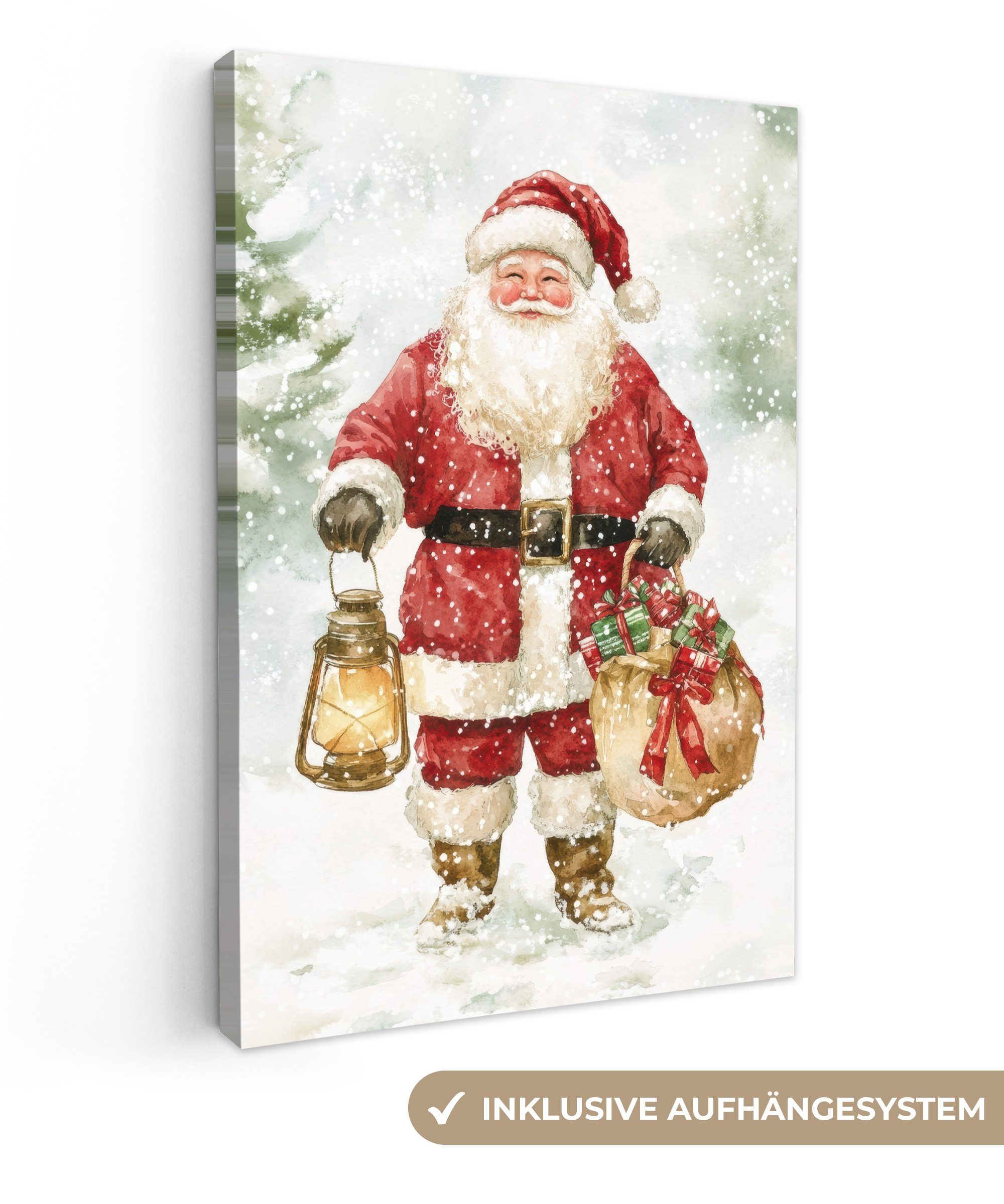 OneMillionCanvasses® Leinwandbild Weihnachtsmann - Winter - Schnee - Weiß - günstig online kaufen