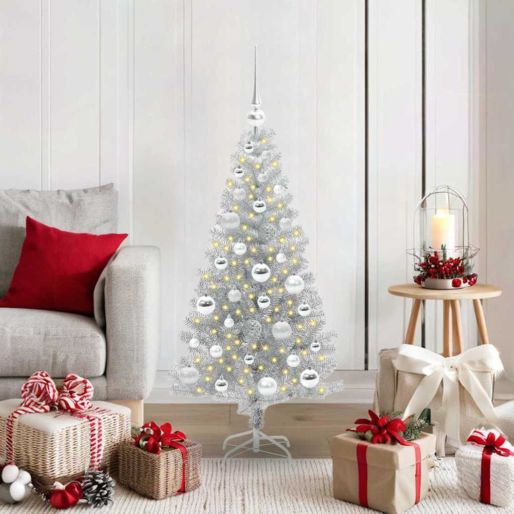 vidaXL Künstlicher Weihnachtsbaum Weihnachtsbaum Silber 120 cm PET