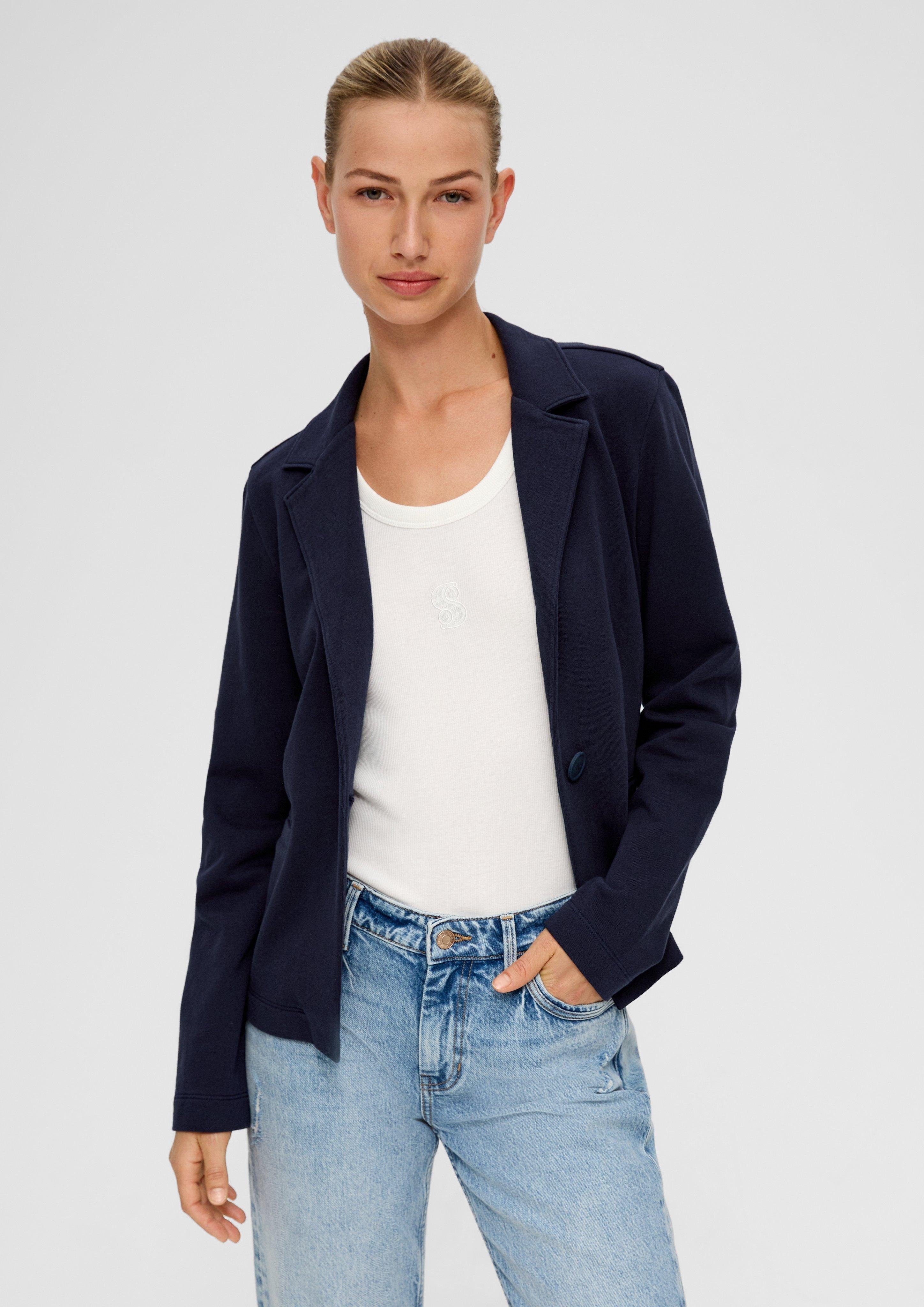 s.Oliver Blazer aus navy Teilungsnähte Jackenblazer Sweat