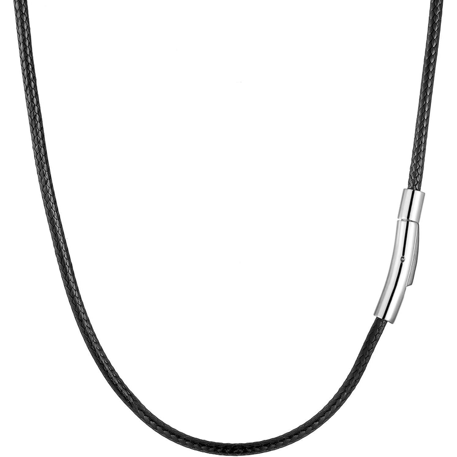 LuxusKollektion Lederband Lederkette Herren Verschluss 46-76cm Schwarz-3mm 51.0 Zentimeter