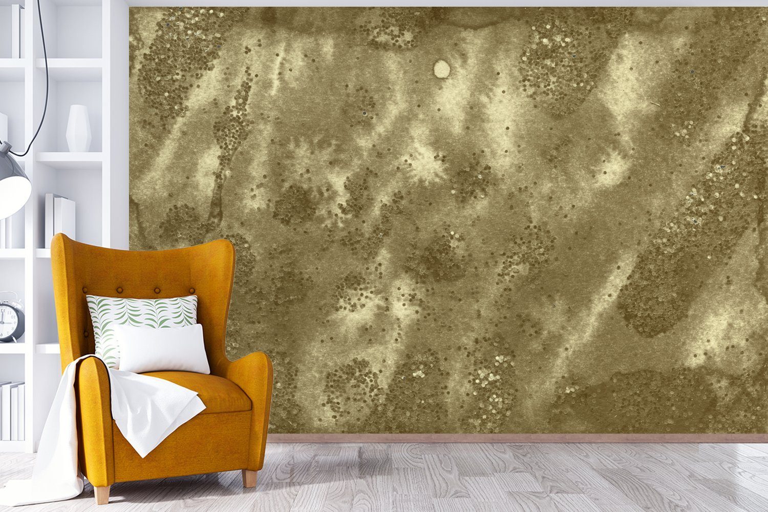 Luxus, Matt, Vinyl Fototapete - Tapete MuchoWow Gold Wallpaper bedruckt, für Wohnzimmer, Farbe - St), (6 Kinderzimmer, Schlafzimmer,