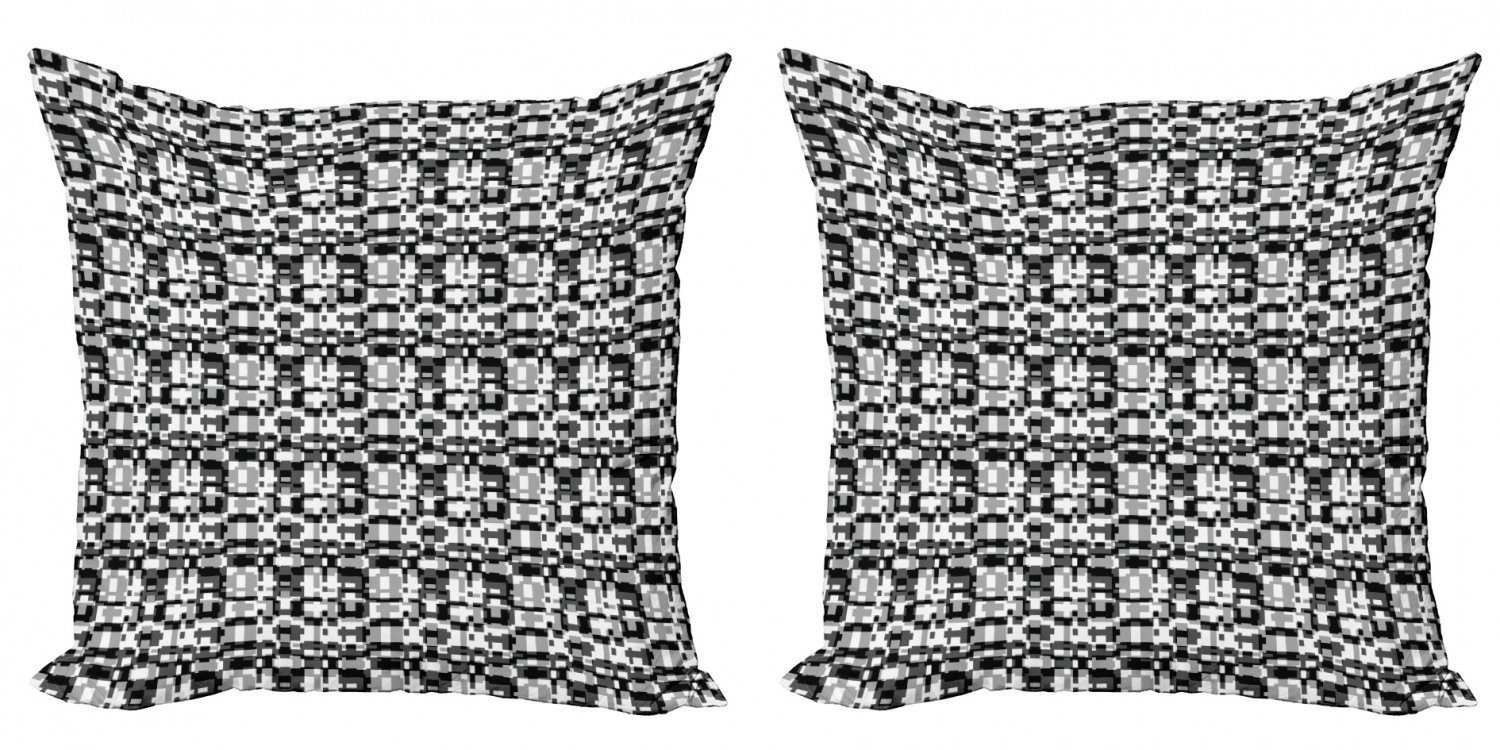 Kissenbezüge Modern Accent Doppelseitiger Digitaldruck, Abakuhaus (2 Stück), Abstrakt asymmetrische Graustufen