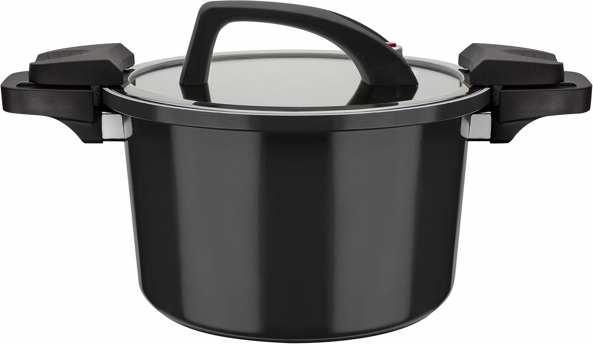 GSW Dampfgartopf Gourmet Nero, Ø 24 cm, Fassungsvermögen 6 Liter, Aluminium (1-tlg), Dampfkochtopf, Induktion