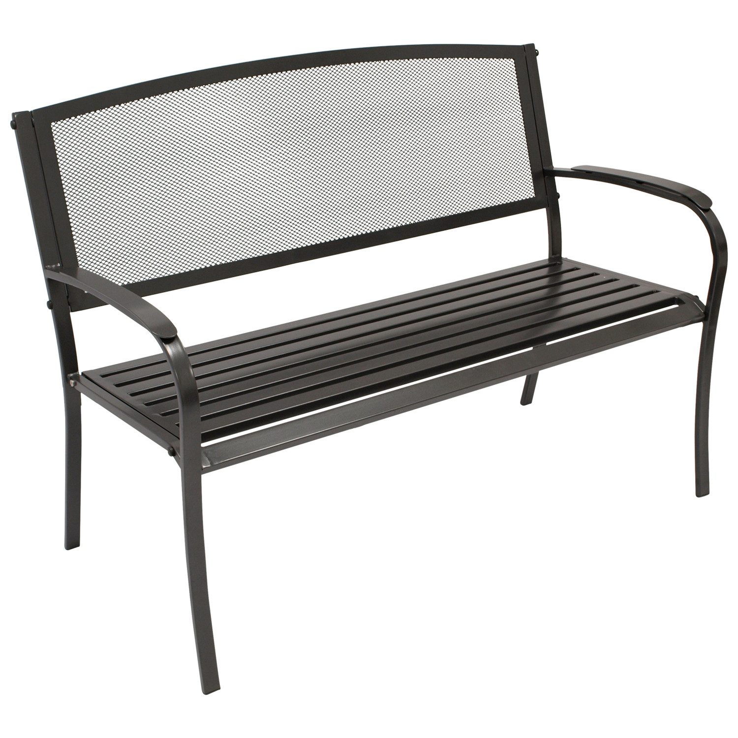 TPFGarden Gartenbank GLASGOW (Outdoor Bank - Holzbank 2-Sitzer - Stahlbank, Metallbank aus Streckmetall anthrazitgrau), Hochwertige Bank mit den Maßen (BxHxT): 119 x 90 x 64 cm